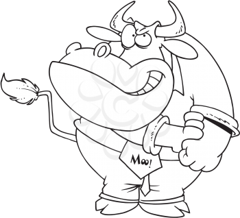 Royalty Free Clipart Image of a Bull Rolling Up Its Sleeves
