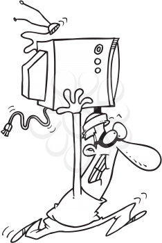 Royalty Free Clipart Image of a Robber Stealing a TV