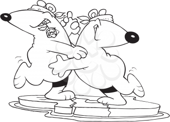 Royalty Free Clipart Image of Dancing Polar Bears