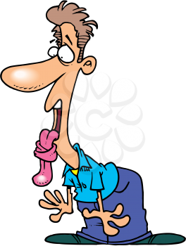 Royalty Free Clipart Image of a Tongue-Tied Man