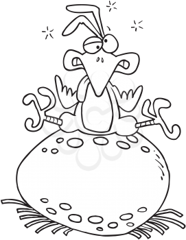 Royalty Free Clipart Image of a Bird on a Big Egg