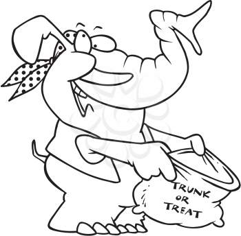 Royalty Free Clipart Image of an Elephant Trick-or-Treating