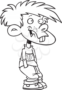 Royalty Free Clipart Image of a Boy With Buck Teeth