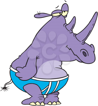 Royalty Free Clipart Image of a Rhino in Underwear