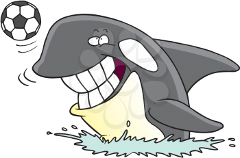 Royalty Free Clipart Image of a Whale With a Soccer Ball