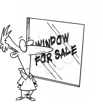 Royalty Free Clipart Image of a Man Shopping for Windows
