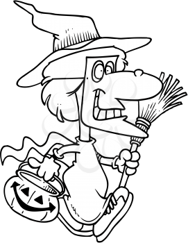 Royalty Free Clipart Image of a Witch Trick-or-Treater