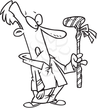 Royalty Free Clipart Image of a Man With a Wrapped Golf Club