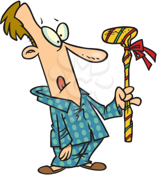 Royalty Free Clipart Image of a Man With a Wrapped Golf Club