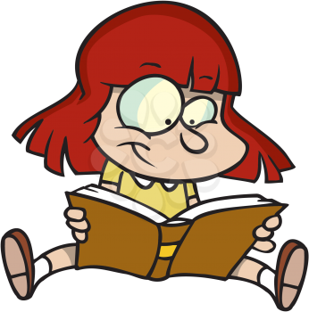 Royalty Free Clipart Image of a Girl Reading a Book
