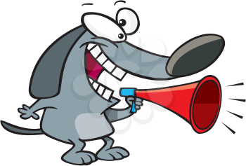 Royalty Free Clipart Image of a Dog Using a Megaphone