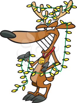 Royalty Free Clipart Image of a Reindeer Decorated for the Christmas Season 
