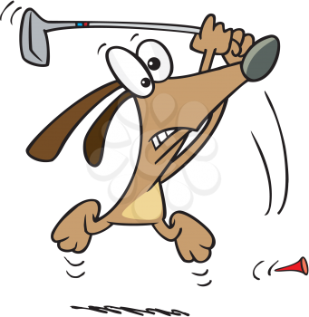 Royalty Free Clipart Image of a Dog Golfing