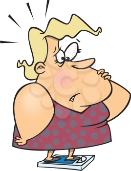 Royalty Free Clipart Image of a
Large Woman Standing on a Scale