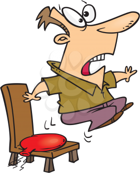 Royalty Free Clipart Image of a Man Sitting on  a Whoopee Cushion