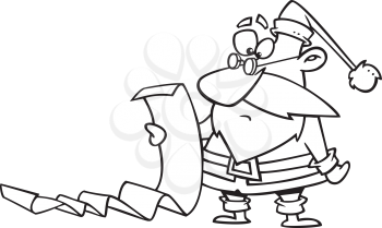 Royalty Free Clipart Image of Santa With a Long List