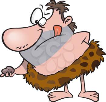 Royalty Free Clipart Image of a Caveman Making a Discovery