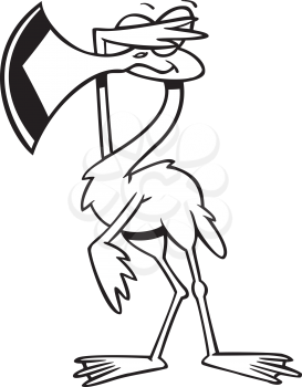 Royalty Free Clipart Image of a Flamingo With Its Eyes Covered
