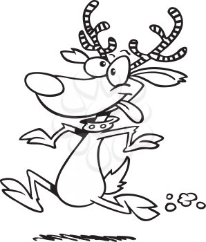 Royalty Free Clipart Image of a Running Red-Nosed Reindeer