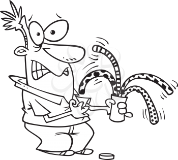 Royalty Free Clipart Image of a Man Opening a Can of Worms