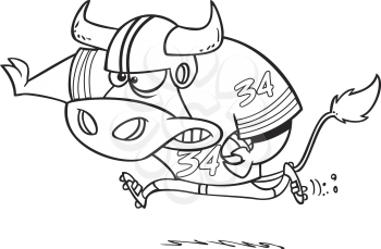 Royalty Free Clipart Image of a Football Playing Bull