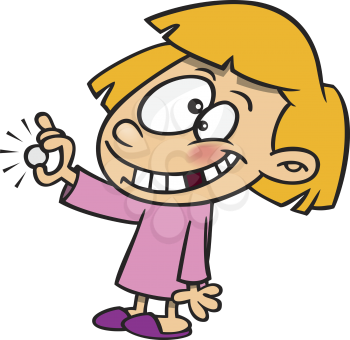 Royalty Free Clipart Image of a Girl With a Quarter