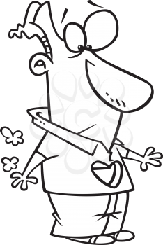 Royalty Free Clipart Image of a Man With a Heart Hole in His Chest