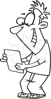Royalty Free Clipart Image of a Man With a Tablet