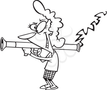 Royalty Free Clipart Image of a Woman With a Bazooka