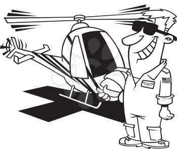 Royalty Free Clipart Image of a Helicopter Pilot