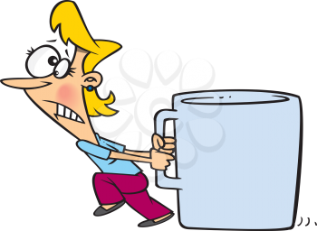 Royalty Free Clipart Image of a Woman Holding a Large Mug