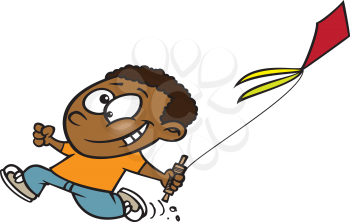 Royalty Free Clipart Image of a Boy Flying a kite