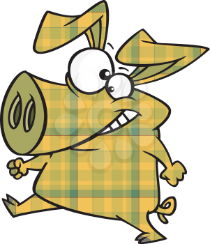 Royalty Free Clipart Image of a Plaid Pig