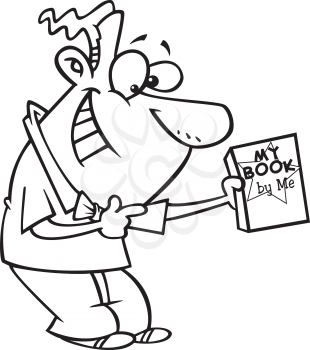 Royalty Free Clipart Image of a Man Trying to Sell a Book