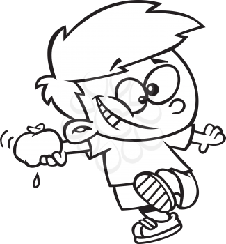 Royalty Free Clipart Image of a Boy Throwing a Water Balloon 