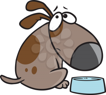 Royalty Free Clipart Image of a Hungry Dog