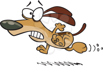 Royalty Free Clipart Image of a Frightened Dog