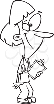Royalty Free Clipart Image of a Nurse With a Clipboard