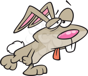 Royalty Free Clipart Image of a Tired Rabbit