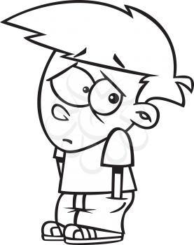 Royalty Free Clipart Image of a Boy Looking Sad
