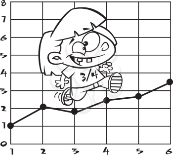 Royalty Free Clipart Image of a Girl Running Up a Graph