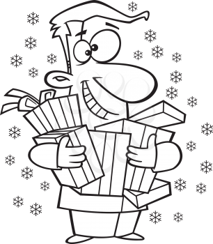 Royalty Free Clipart Image of a Man Shopping for Christmas