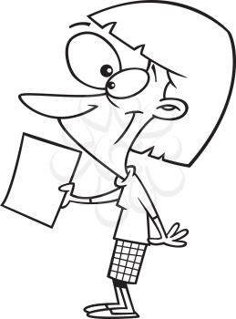 Royalty Free Clipart Image of a Woman With a Paper
