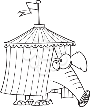 Royalty Free Clipart Image of an Elephant Filling a Tent