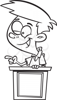Royalty Free Clipart Image of a Boy at a Lectern