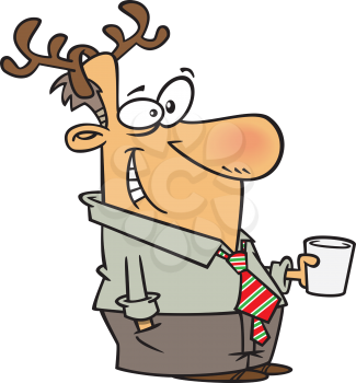 Royalty Free Clipart Image of a Man Wearing Antlers