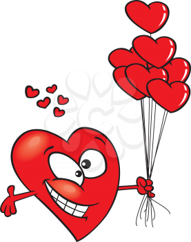 Royalty Free Clipart Image of a Heart Holding Heart Balloons