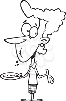 Royalty Free Clipart Image of a Woman Holding an Empty Plate