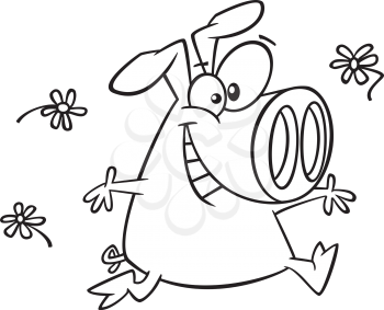 Royalty Free Clipart Image of a Happy Pig