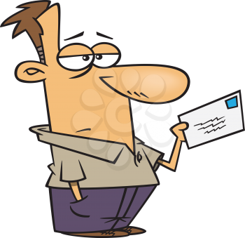 Royalty Free Clipart Image of a Man Holding an Envelope